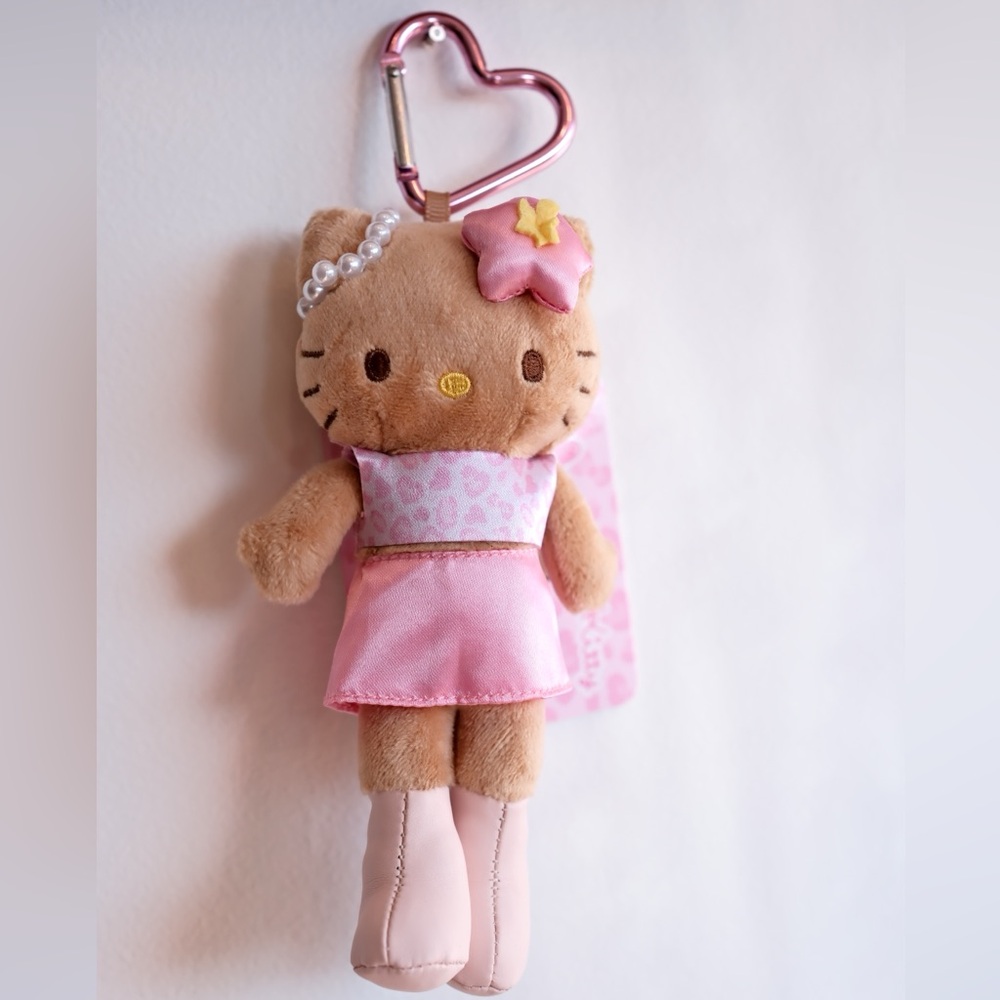 Rare Hello Kitty Plush Keychain with Pink Dress Japanese Authentic
